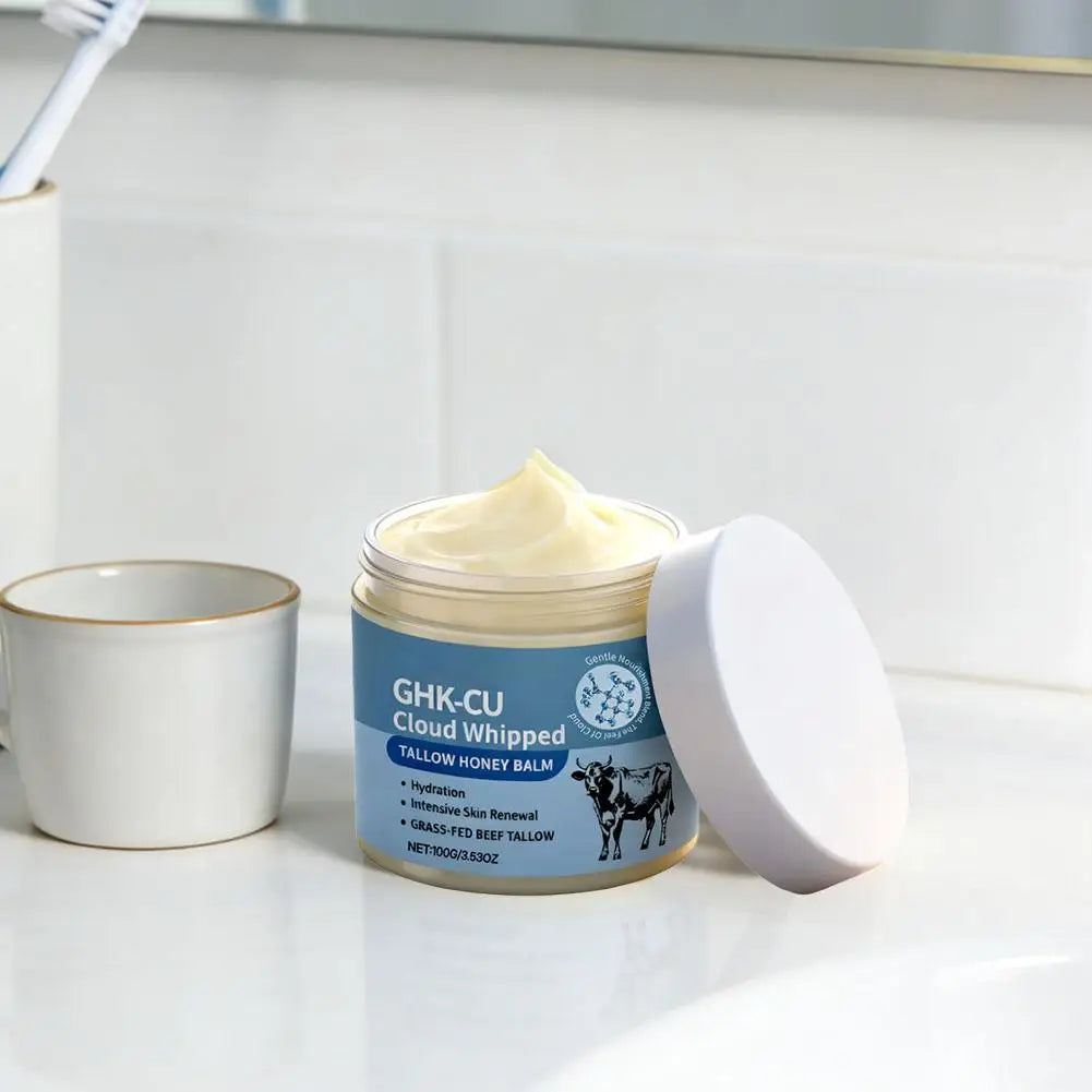 GHK-CU Cloud Whipped Tallow Honey Face Body Balm Hydration Intensive Skin Renewal Gentle Nourish Grass-Fed Beef Tallow Cream