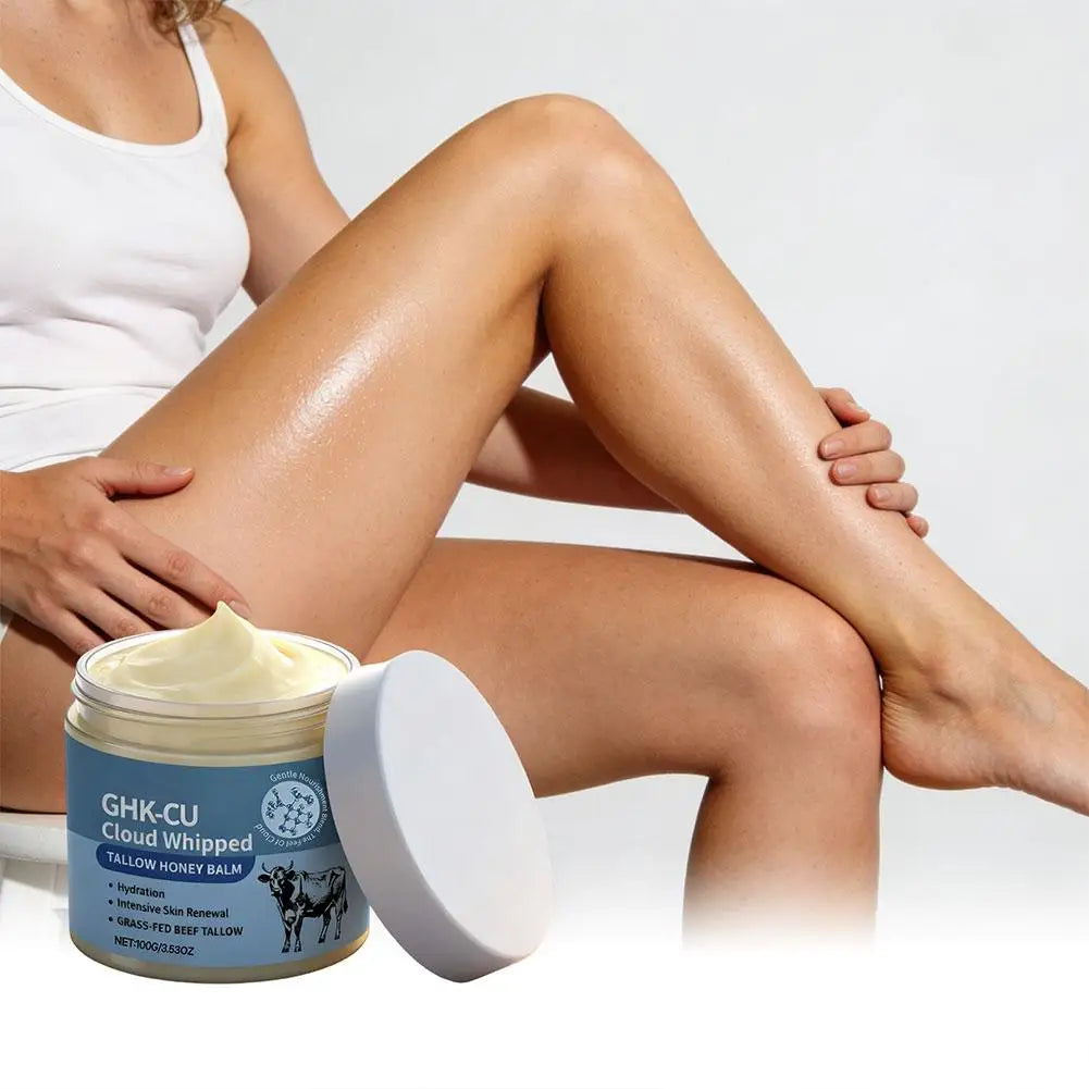 GHK-CU Cloud Whipped Tallow Honey Face Body Balm Hydration Intensive Skin Renewal Gentle Nourish Grass-Fed Beef Tallow Cream